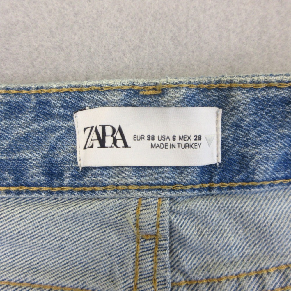 Zara Jeans NWT Women 6 Blue Light Wash Cargo Pocket High-Rise Loose Back Flaps - Picture 5 of 11